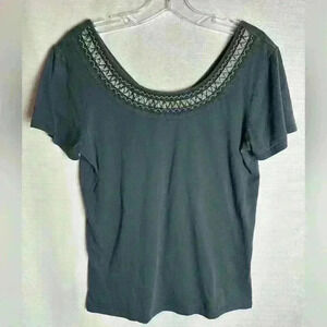 Banana Republic women’s shirt, embellishment around neckline, V in back, size S